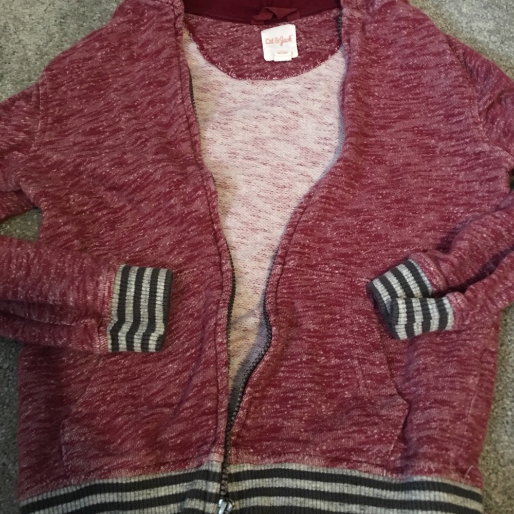 boys jersey maroon zip up hoodie